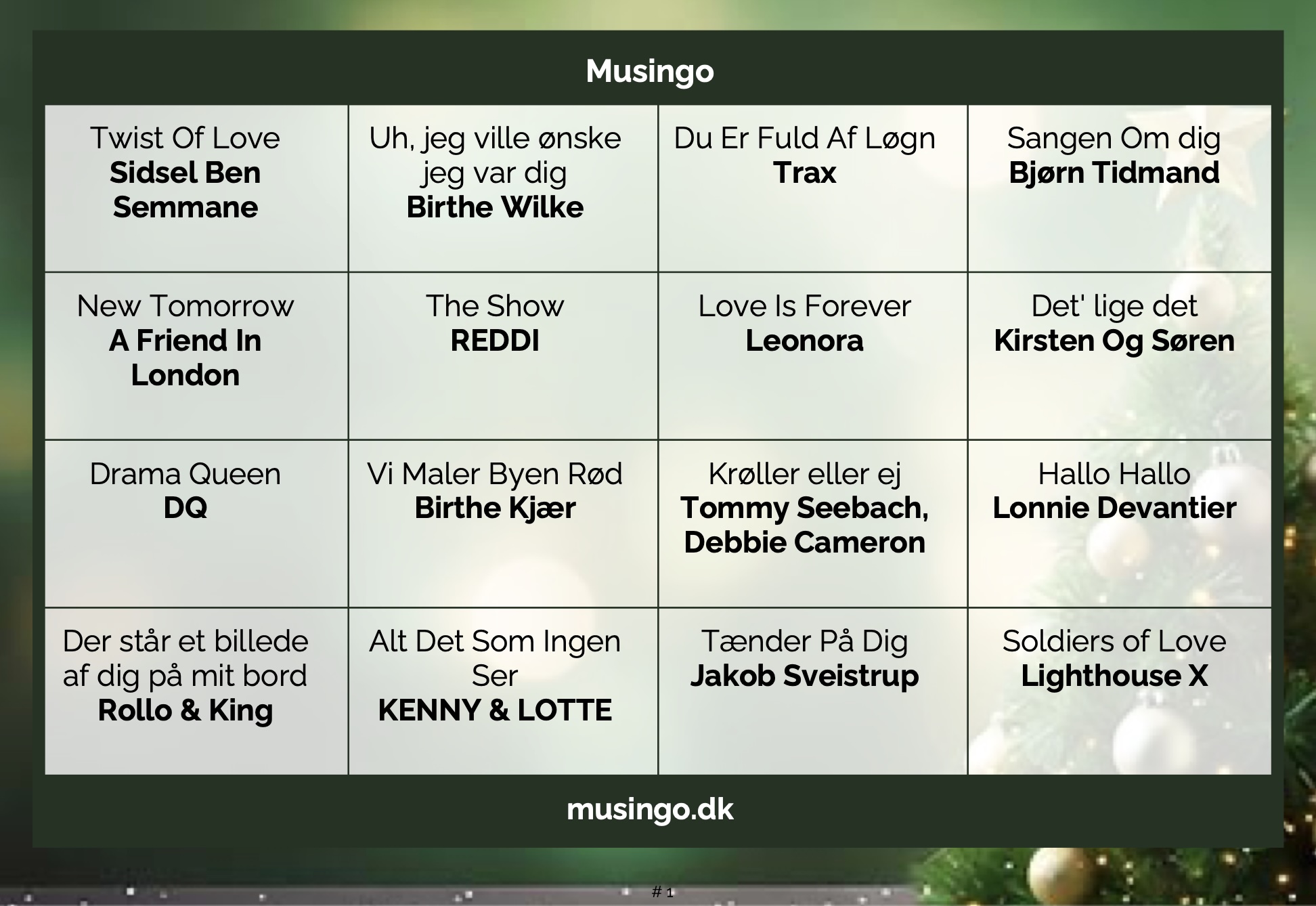 Design: Joulubingo
